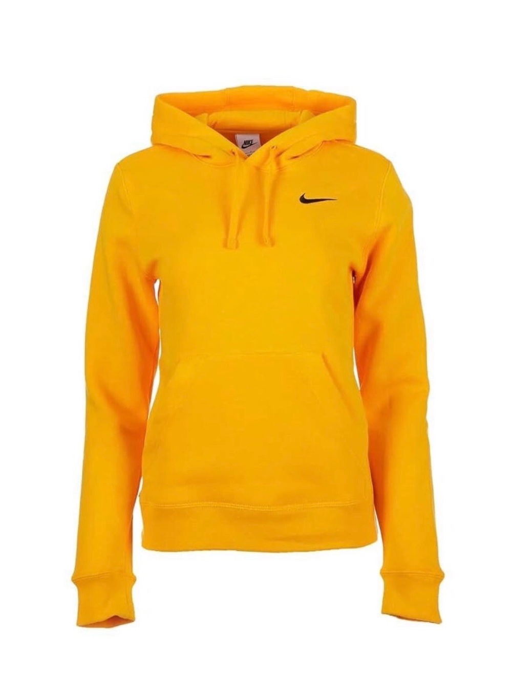 Nike Women's Small University Gold Club Fleece Embroidered Swoosh Hoodie Yellow